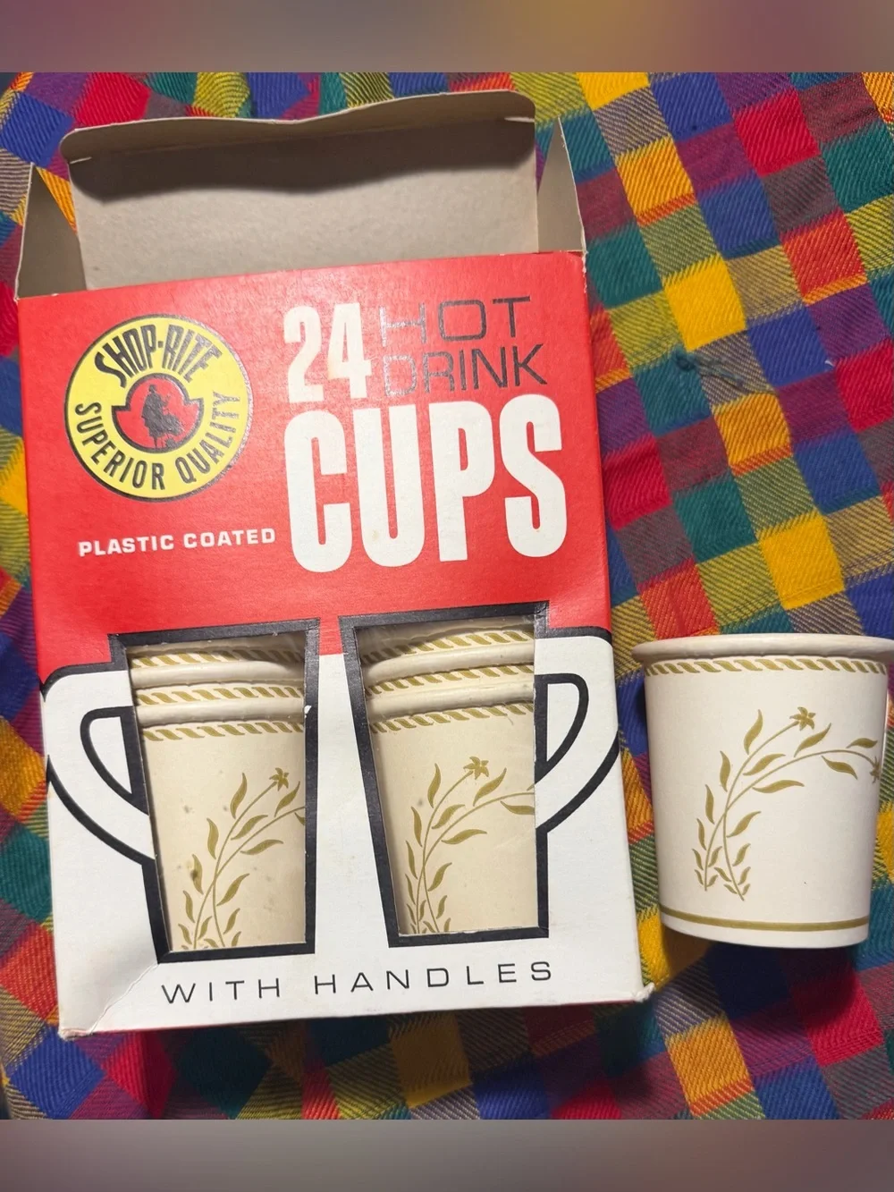 Vintage 24-Pack Cream & Gold Hot Cups with Handles New